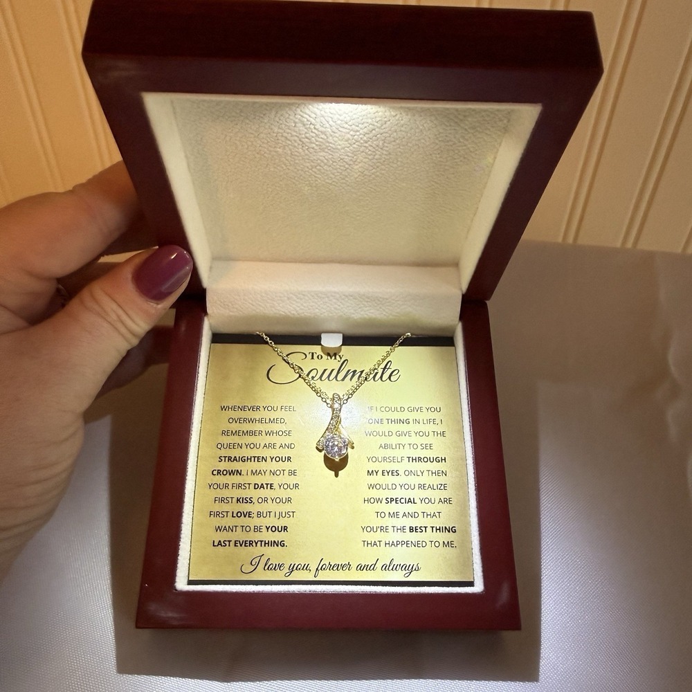 To My Soulmate Cubic Zirconia CZ Jewelry Pendant Necklace Valentines Day Gift